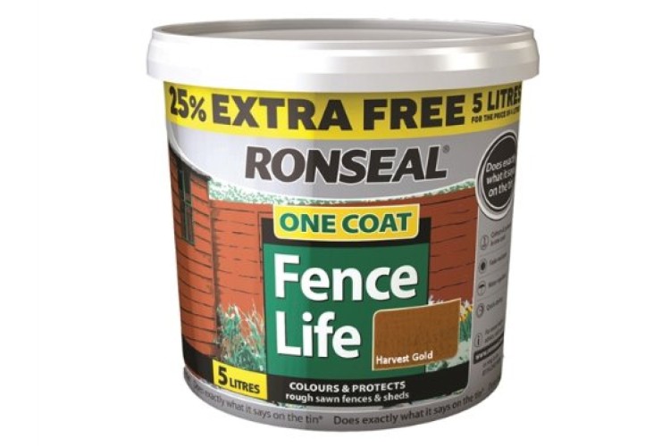 Ronseal One Coat Fence Life Harvest Gold 5L