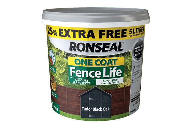Ronseal One Coat Fence Life Tudor Black Oak  5L 
