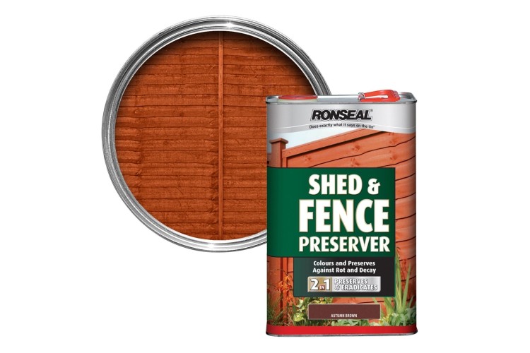 Ronseal Shed & Fence Preserver Autumn Brown 5 Litre