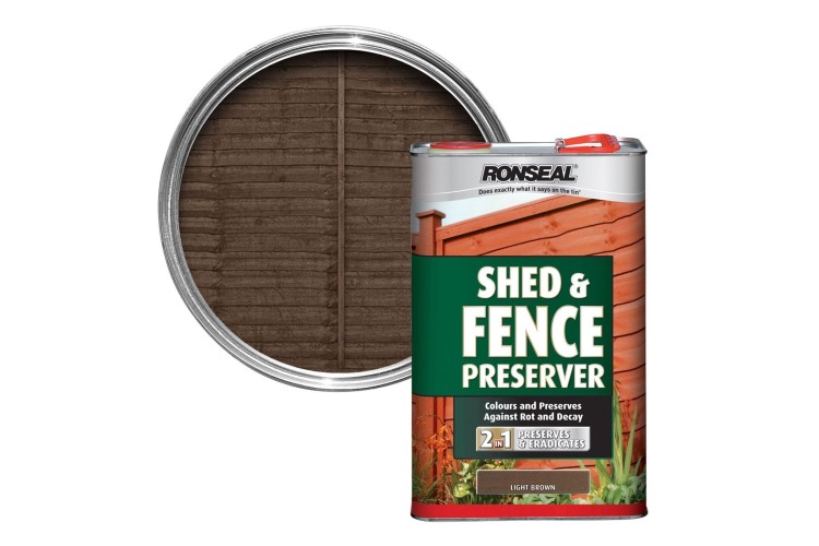 Ronseal Shed & Fence Preserver Light Brown 5 Litre