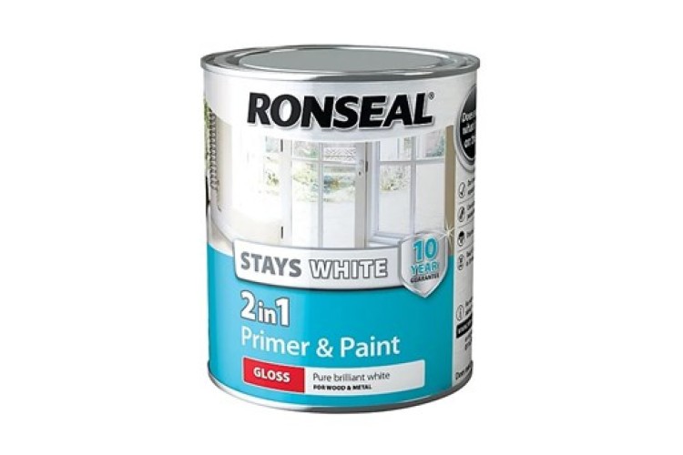 Ronseal Stays White 2In1 Trim Paint White Gloss 750ml