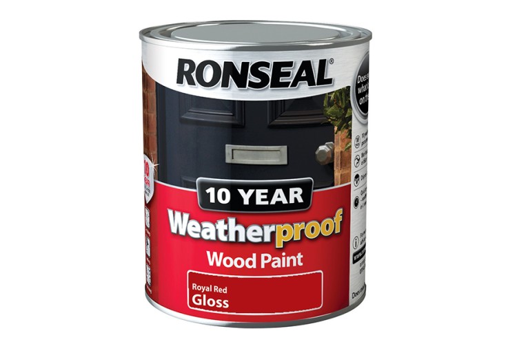 Ronseal Weatherproof 10 Year Exterior Wood Paint Royal Red Gloss 750ml