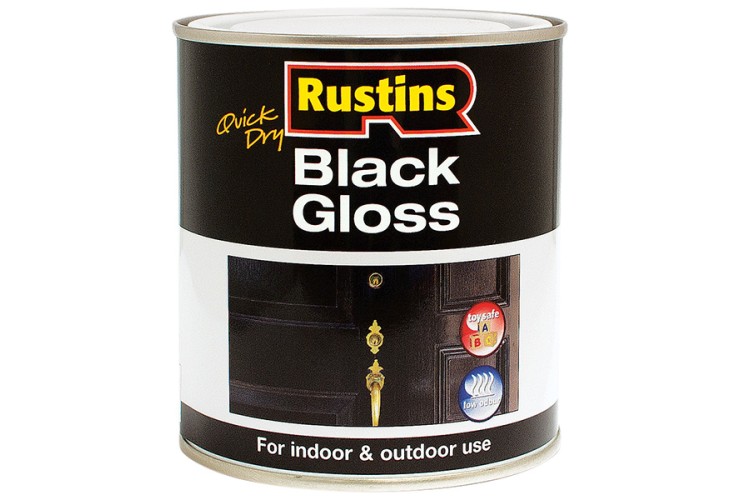 Rustins Gloss Paint Water Based Black 250ml