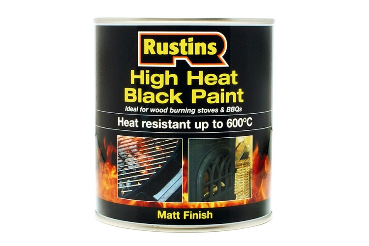 Rustins High Heat Paint 600C Black 500ml