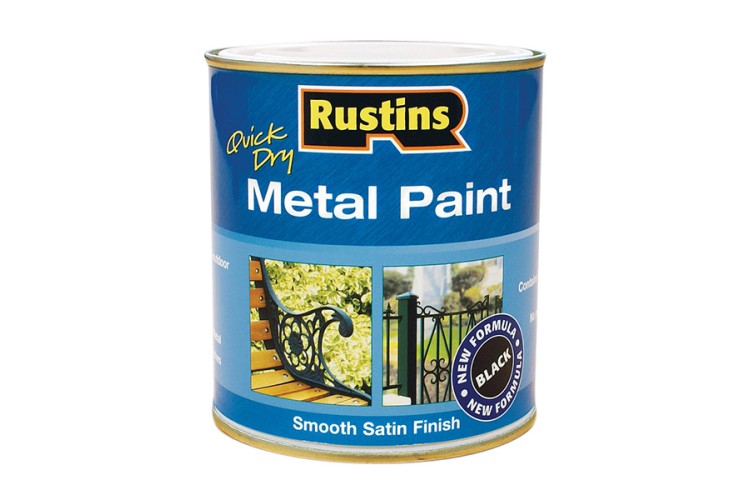 Rustins Metal Paint Smooth Satin Black 500ml