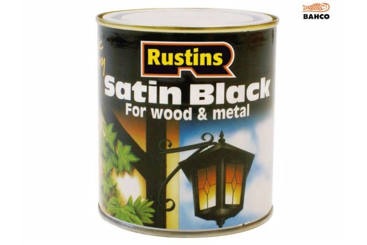 Rustins Satin Black Paint Quick Drying 1L