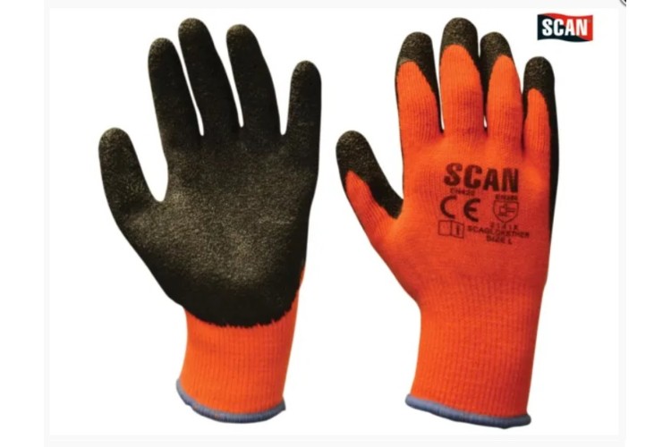 Thermal Latex Coated Gloves - L (Size 9) (Pack 5)                               