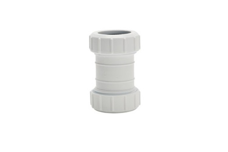 Universal White Compression Waste Stright Connector 40mm