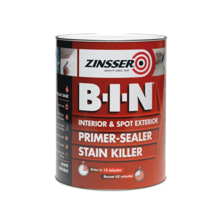 B.I.N  Primer, Sealer & Stain Killer Paint White 2.5 litre                      